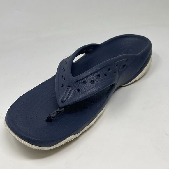Crocs Swiftwater Deck Thong Sandals Mens 11 Blue Slip On Flip Flops Comfort - Picture 7 of 15